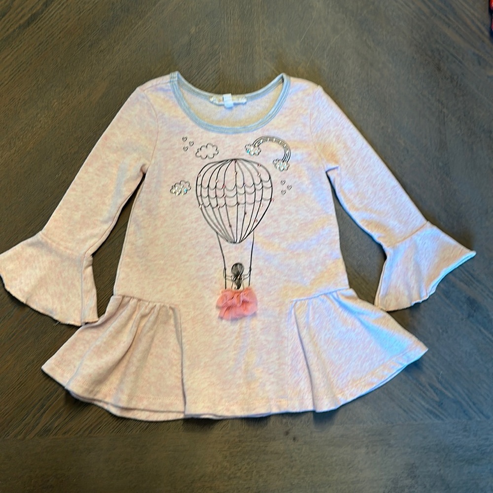Truly Me girls 2T embellished pink peplum bell sleeve shirt